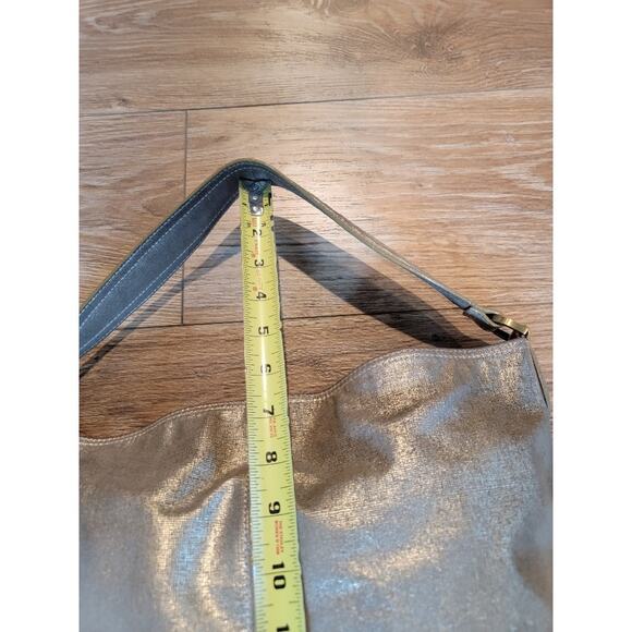 SIGRID OLSEN Leather Hobo Shoulder Bag Distressed Brush Gold Boho Handbag - Picture 14 of 15